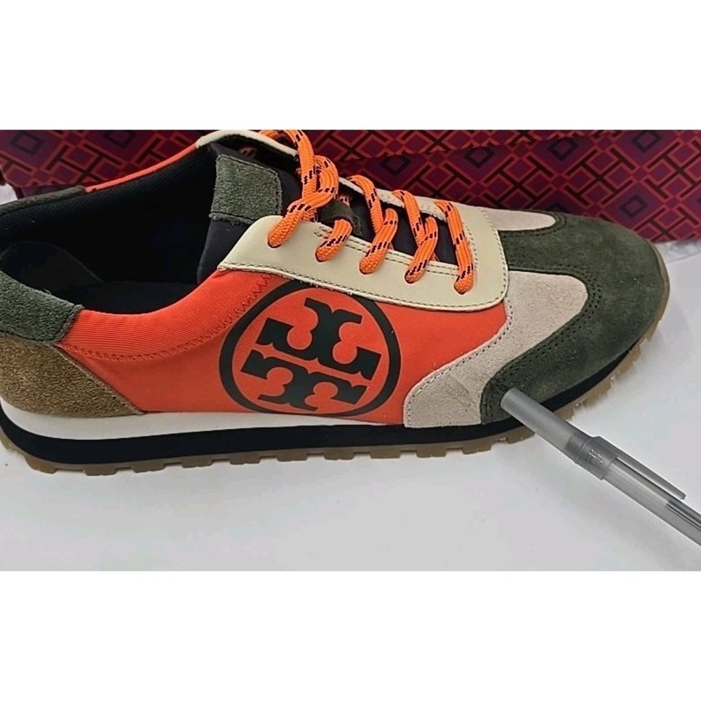 Tory Burch Annie Nylon Runner Women's Designer Sneakers Shoes 7 Kola Suede - Picture 5 of 9